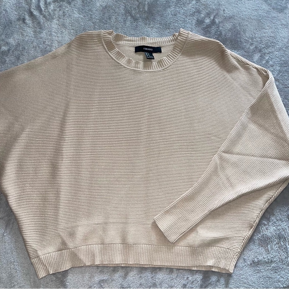 Forever 21 cream/light nude baggy/oversized long sleeve/ sweatshirt